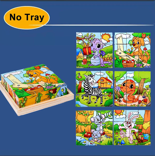 Tiere | Frühes Lern-Holzpuzzle-Spielzeug für Kinder