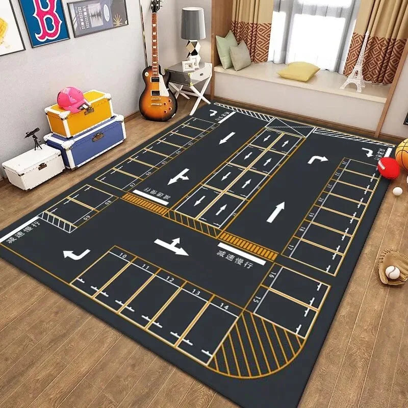 Kinderzimmerteppich | Verspielte Stadtstraße