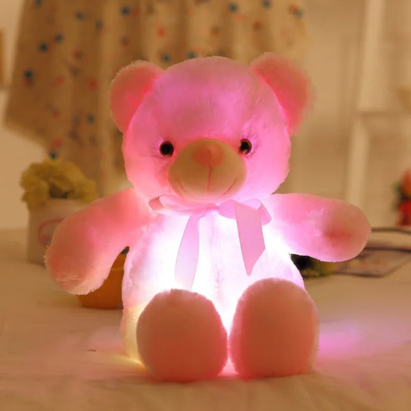 Rosa Teddybär | Kuscheltier für Kinder mit Licht