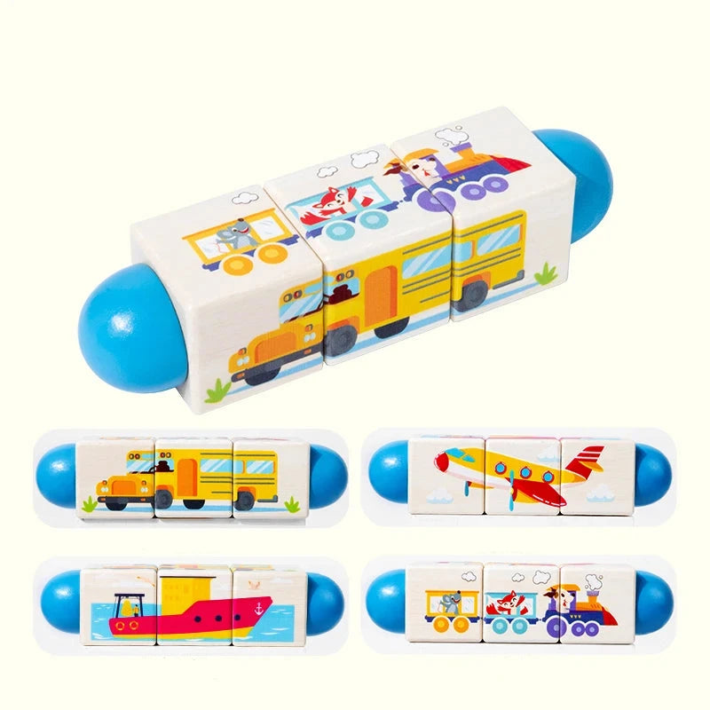Holz-Drehpuzzle-Spielzeug für Kinder | Set aus 2