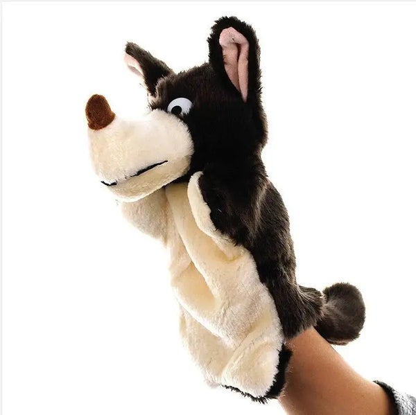 Brauner Wolf | Stofftier Handpuppe Plüschspielzeug für Kinder