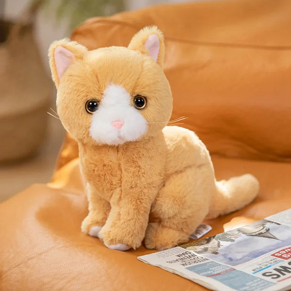 Orangefarbene Katze | Weiches Stofftier für Kinder