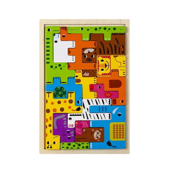 Tier Puzzle | Lehrreiches Holzpuzzle-Spielzeug für Kinder