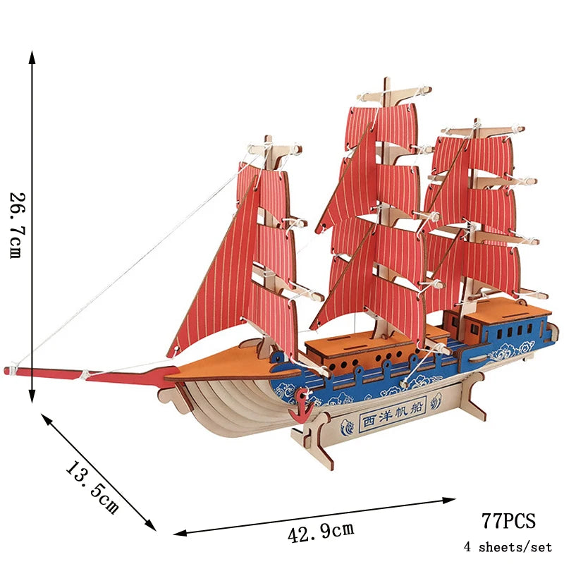 WhimsyGalleon | 3 Bündel Segelboot-Modellbausatz