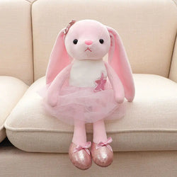 Rosa Hase Puppe | Plüsch-Bettanhänger Rasselspielzeug für Babys