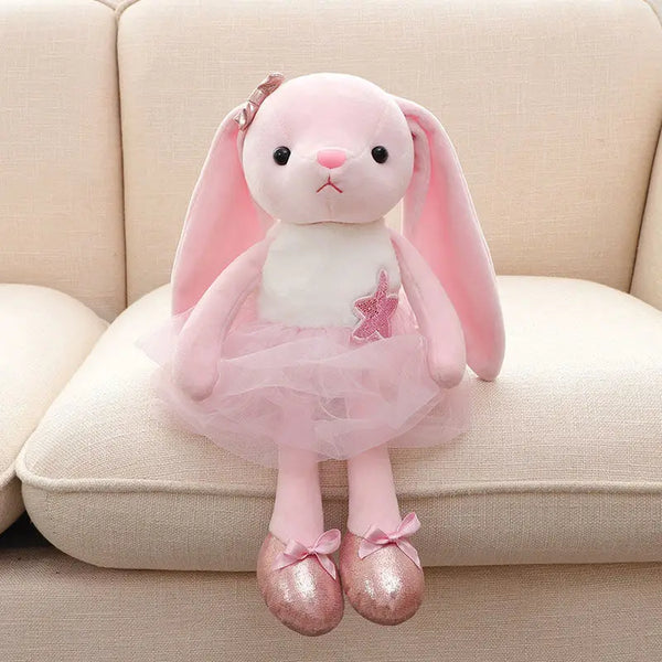 Rosa Hase Puppe | Plüsch-Bettanhänger Rasselspielzeug für Babys