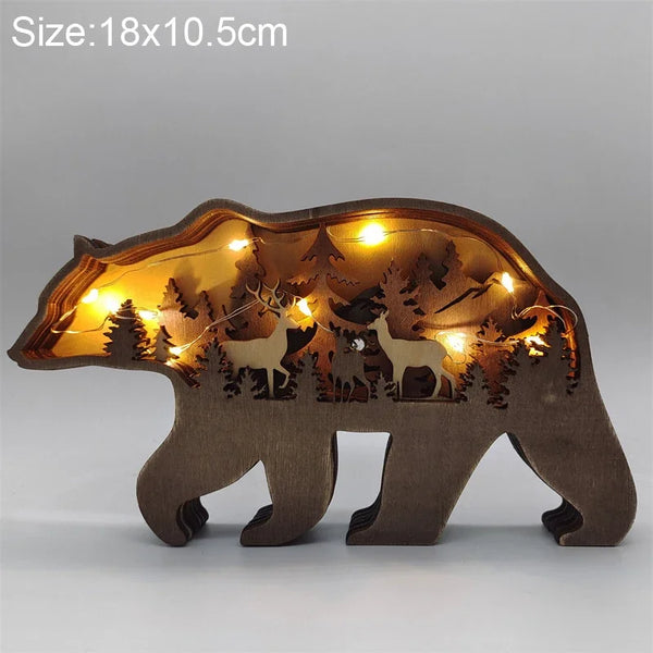 Holzlampe mit wilden Tiermotiven für Kinder | Set aus 3 Stück
