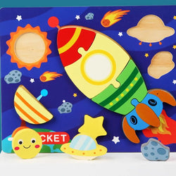 StellarLaunch | Buntes Holzpuzzle