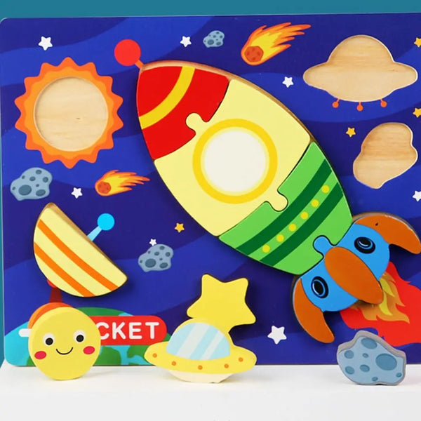 CosmicQuest | 2 Bündel Buntes Holzpuzzle
