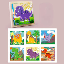 Dinosaurierfamilie | Frühes Lern-Holzpuzzle-Spielzeug für Kinder