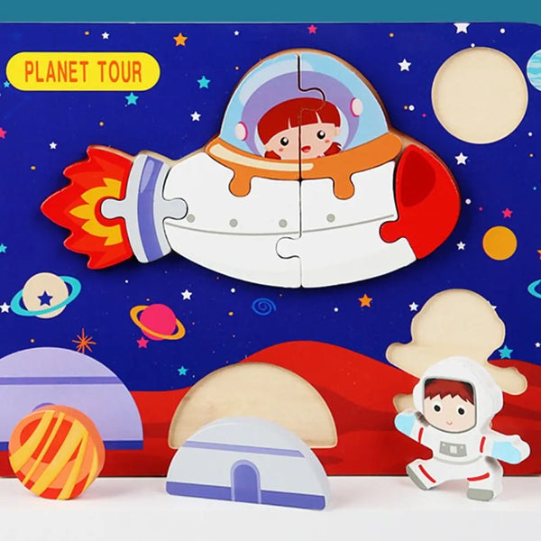 CosmicQuest | 2 Bündel Buntes Holzpuzzle