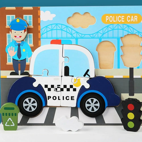 CitySafety | 3 Bündel Buntes Holzpuzzle