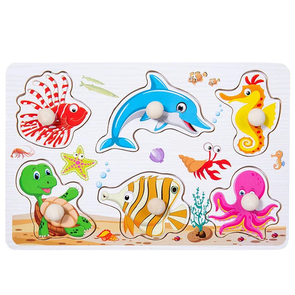 Montessori Holzpuzzle | Meerestiere
