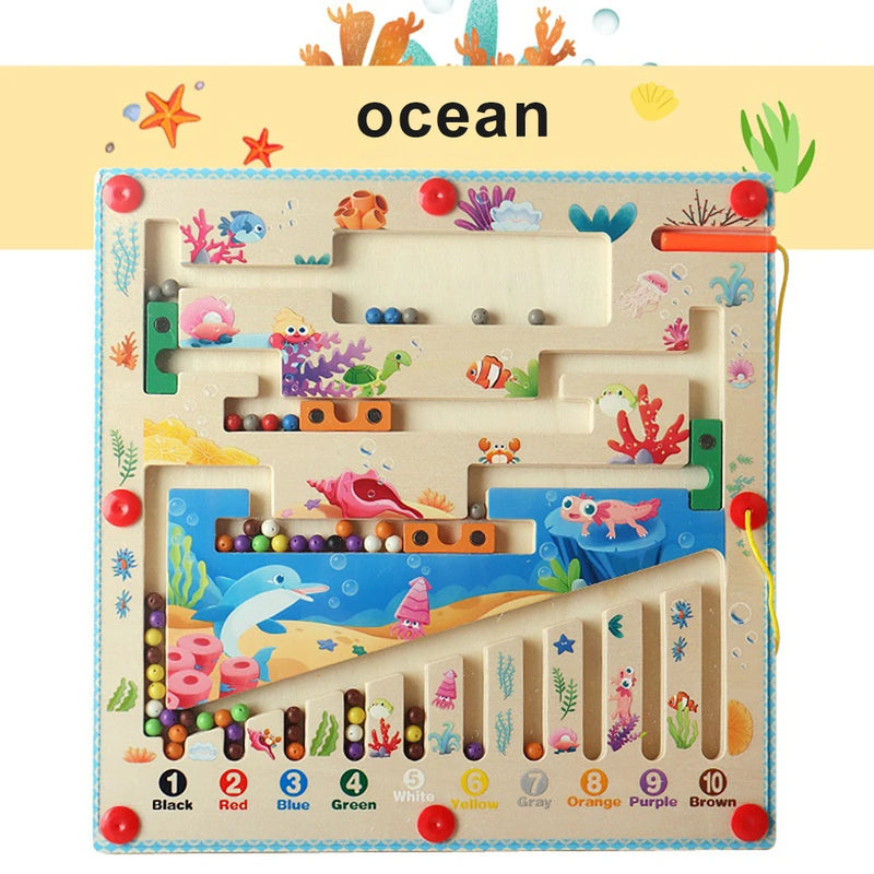Ocean | Magnetisches Farbmuster Holzpuzzle Spielzeug für Kinder