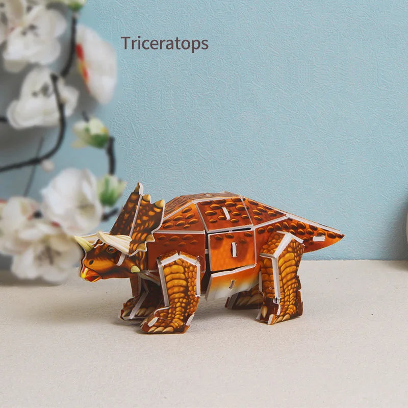 Triceratops Dino | Dinosauriermodell Papierkarten-Puzzle-Spielzeug für Kinder