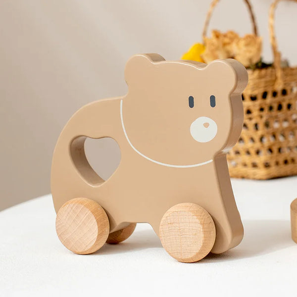 Hasen Trolley Holzauto-Spielzeug für Kinder | Set von 2