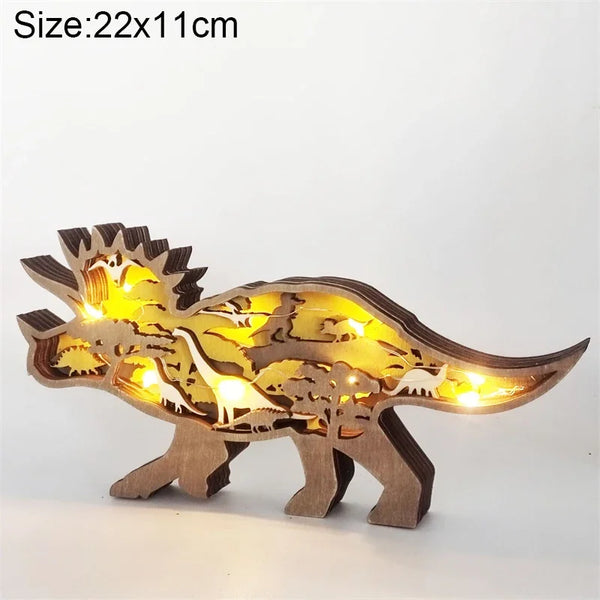 Triceratops Dinosaurier | Batteriebetriebenes Tier Holzlampenspielzeug für Kinder