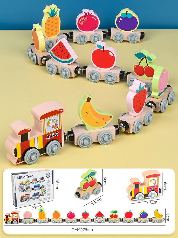 Früchte | Pädagogisches Holzbahnspielzeug für Kinder