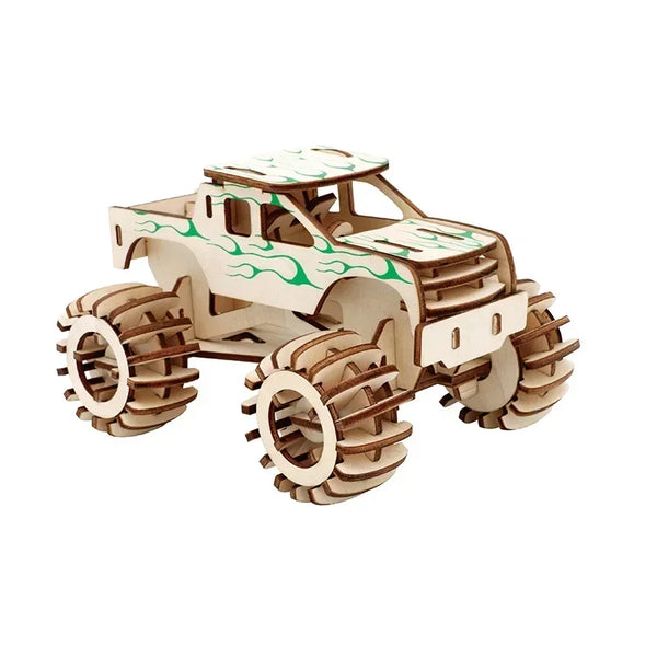 Monstertruck | Pädagogisches Holzpuzzle-Spiel für Kinder