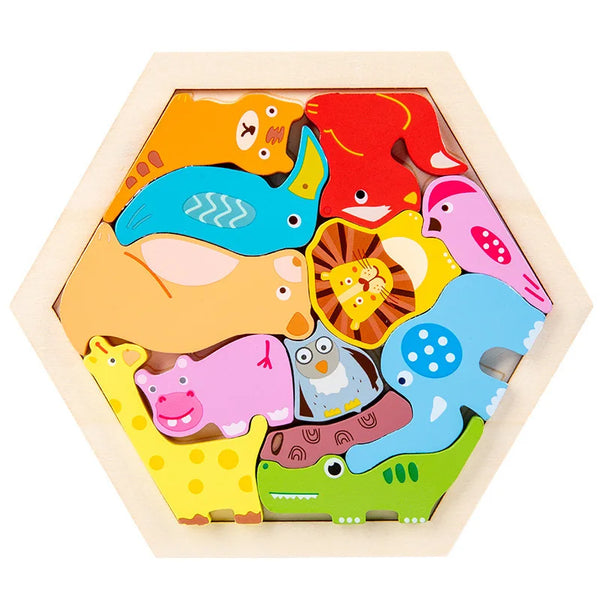 Tiere | Pädagogisches Holz-Puzzle Spielzeug für Kinder