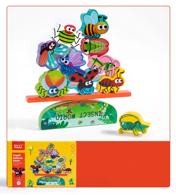DinoBugCastle | 3 Bündel Hölzernes Stapelblockspielzeug