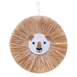 Süßes Tierkopf Ornament | Löwe Raffia Wandanhänger