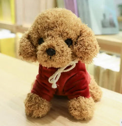 Weinroter Hoodie | Teddy-Hund-Plüschspielzeug für Kinder