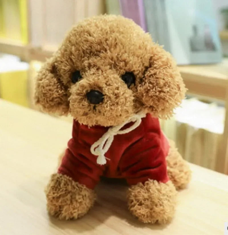 Weinroter Hoodie | Teddy-Hund-Plüschspielzeug für Kinder