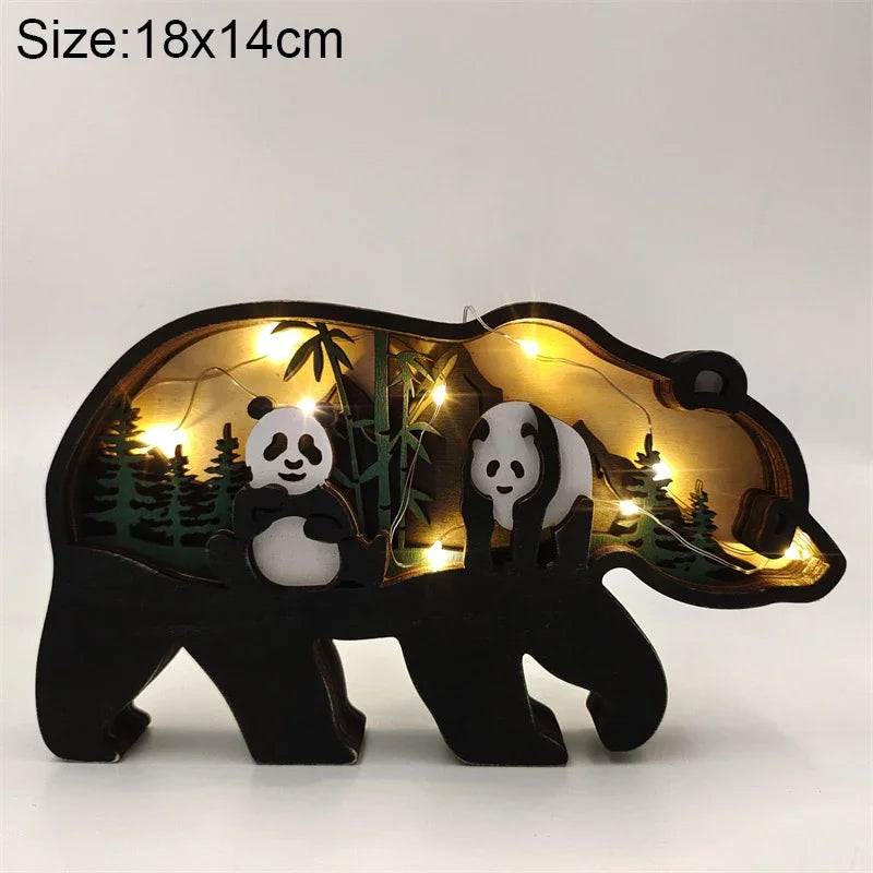 Holzlampe mit Tiermotiv für Kinder | Set aus 3 Stück