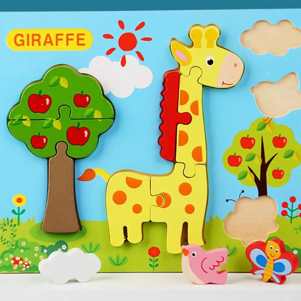 JungleWheels | 3 Bündel Buntes Holzpuzzle
