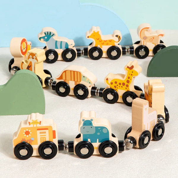 Pädagogisches Magnetisches Holz-Eisenbahnspielzeug für Kinder | 2er-Set