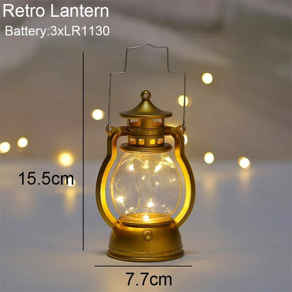 Batteriebetriebene Retro-Laternen-Holzlampe | Set aus 3 Stück