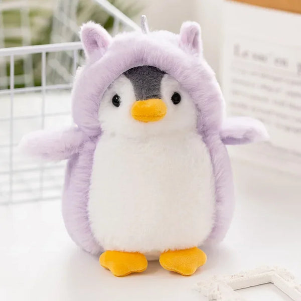 Pinguin-Plüschspielzeug-Set | Weicher Stoff in Weiß, Lila und Rosa