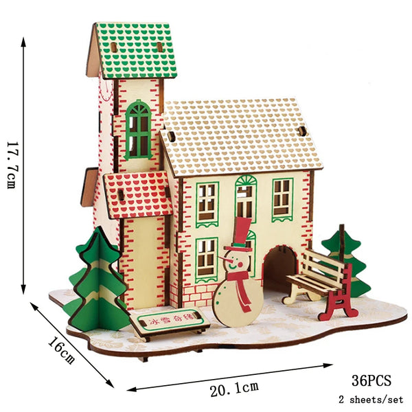 Winterhaus | Holzpuzzle-Konstruktionsspielzeug für Kinder