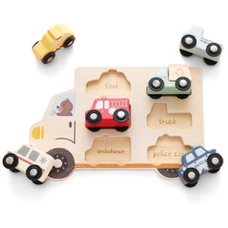 Auto-Puzzle | Pädagogisches Montessori-Holzpuzzle für Kinder