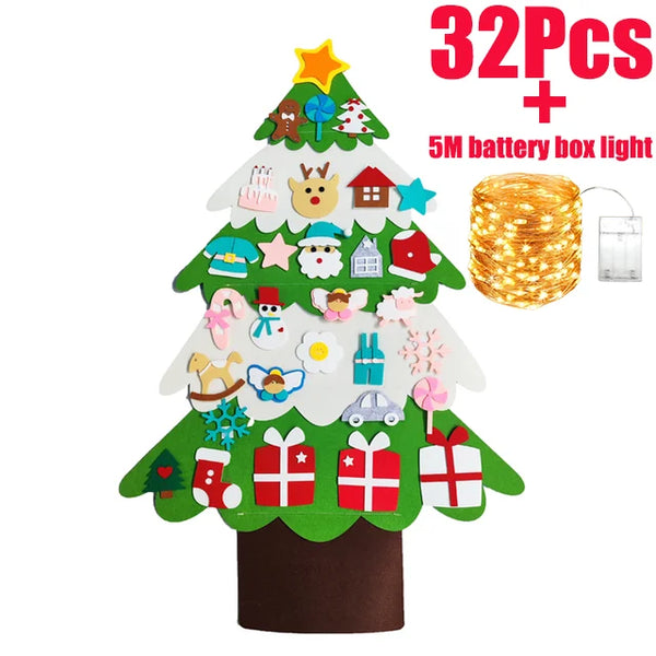 Lustiger Santa Filzbaum Weihnachtslichterornament für Kinder | Set aus 3
