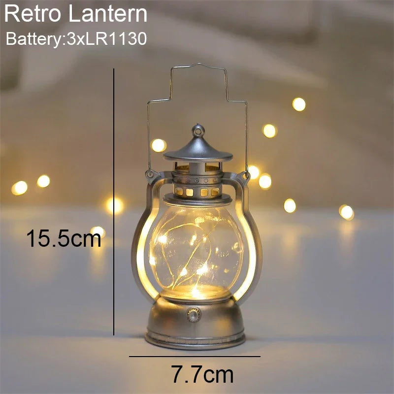 Batteriebetriebene Retro-Laternen-Holzlampe | Set aus 3 Stück