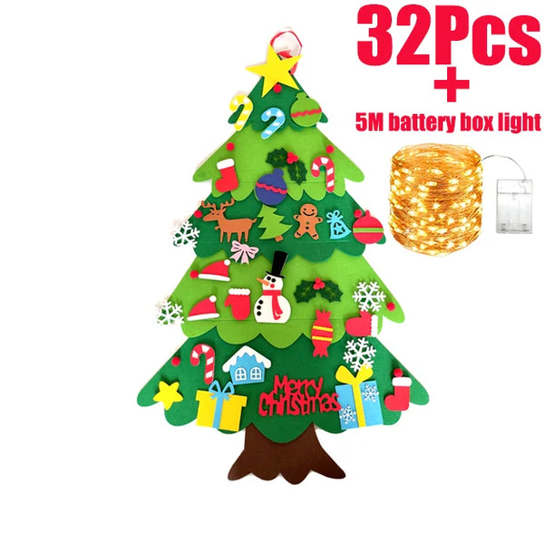 Lustiger Santa Filzbaum Weihnachtslichterornament für Kinder | Set aus 2