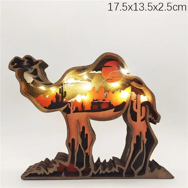 Batteriebetriebene Holzlampe mit Tiermotiv für Kinder | Set aus 3 Stück