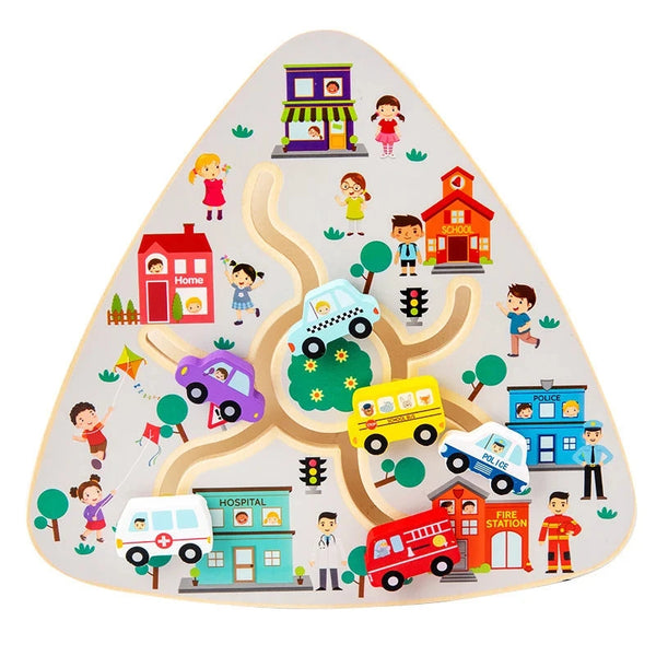 Fahrzeuge | Holz-Labyrinth-Puzzle-Spielzeug für Kinder