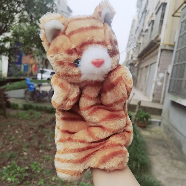 Verspielte Katze | Stofftier Handpuppe Plüschspielzeug für Kinder