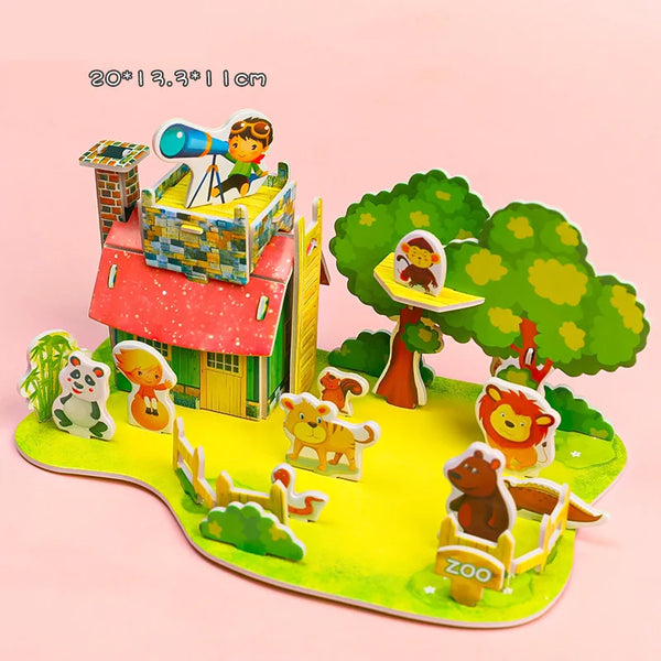 Gemütliches Ferienhaus | Handgemachtes Puzzle Cartoon Gebäude Modellspielzeug für Kinder