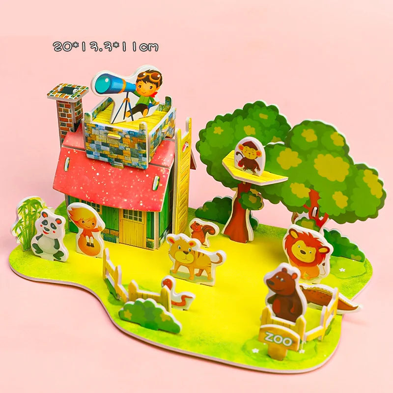 Gemütliches Ferienhaus | Handgemachtes Puzzle Cartoon Gebäude Modellspielzeug für Kinder