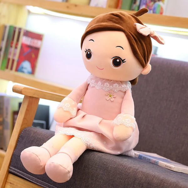 Rosa Spitze Mädchen | Weiches Stoffmädchen-Spielzeug für Kinder