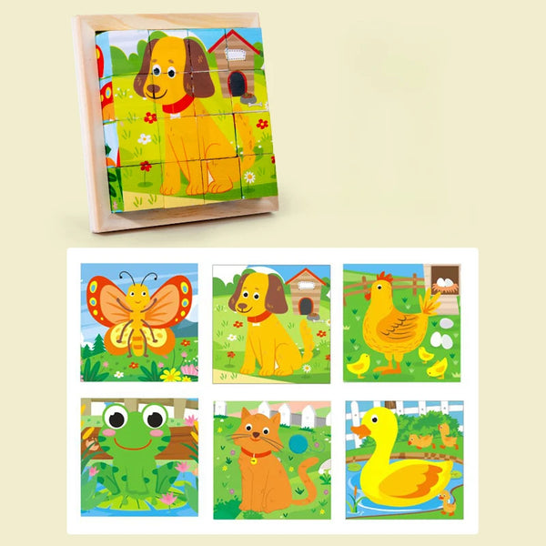 Bauernhoftiere | Frühes Lern-Holzpuzzle-Spielzeug für Kinder