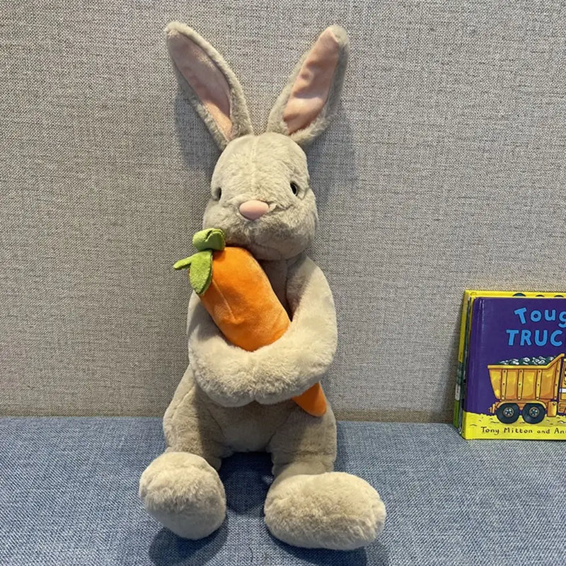 Grauer Hase | Kaninchen, das Karotte umarmt, Plüschtier für Kinder
