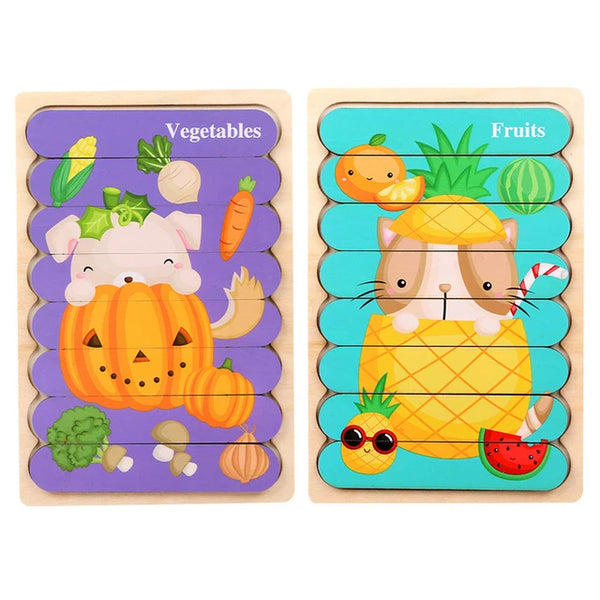 NatureFantasy | 3 Bündel Baby-Holzpuzzle