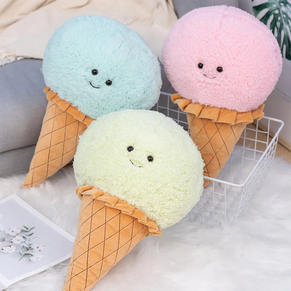 Kegel-Eiscreme-Plüsch-Stoffspielzeug für Kinder | Bundle aus 3