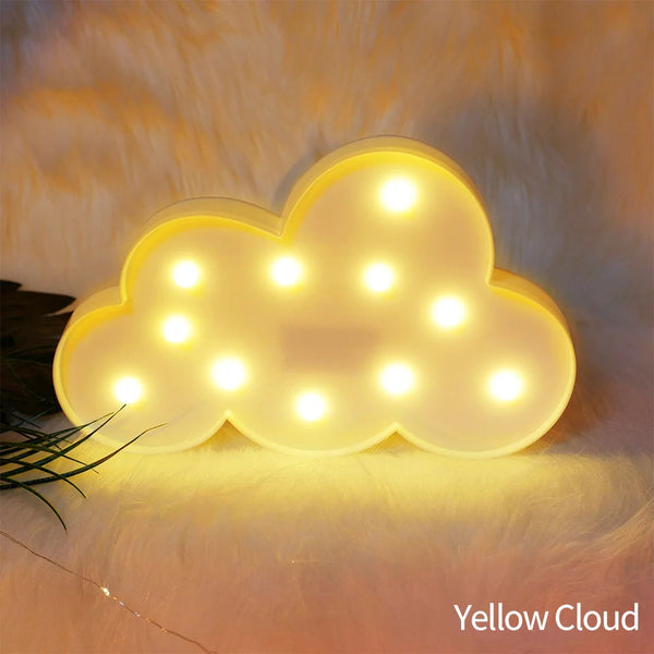 Wolken gelb | Nachtlicht mit Batteriebetrieb, Wandlampe, Spielzeug für Kinder