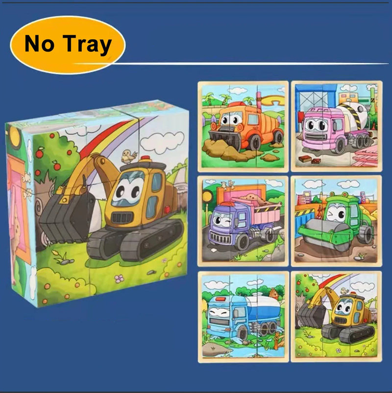 Baumaschinen | Frühes Lern-Holzpuzzle-Spielzeug für Kinder